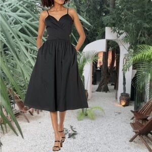 The Black Drop Women's Makenna Strappy Cross-Front Smocked-Back Midi Dre…